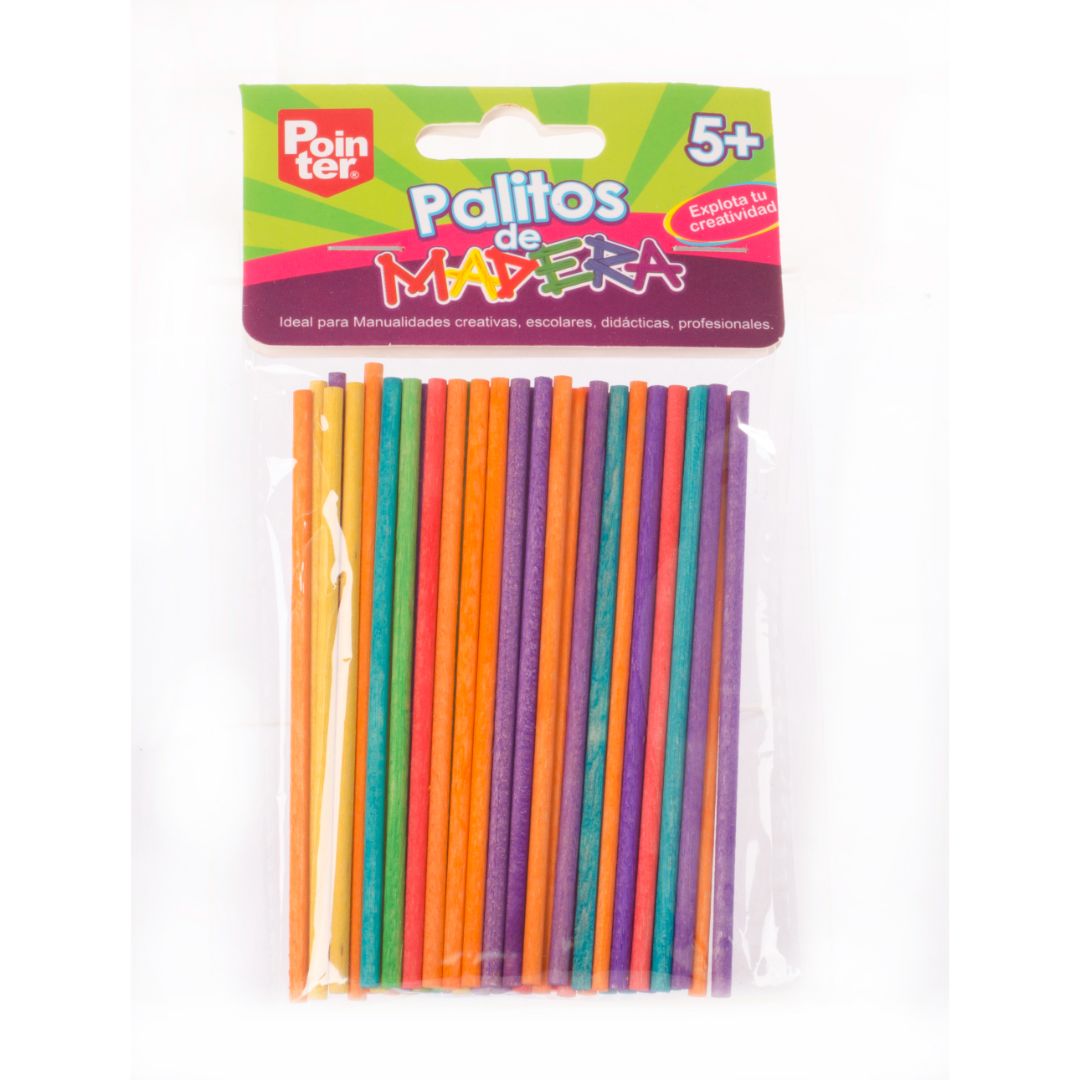 PALITOS DE MADERA POINTER COLORES BX50 10CMX2MM  (F. 144 SETS)