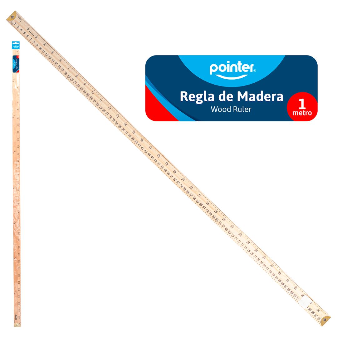 REGLA POINTER DE MADERA 1M DELGADA (F. 144 PZAS)