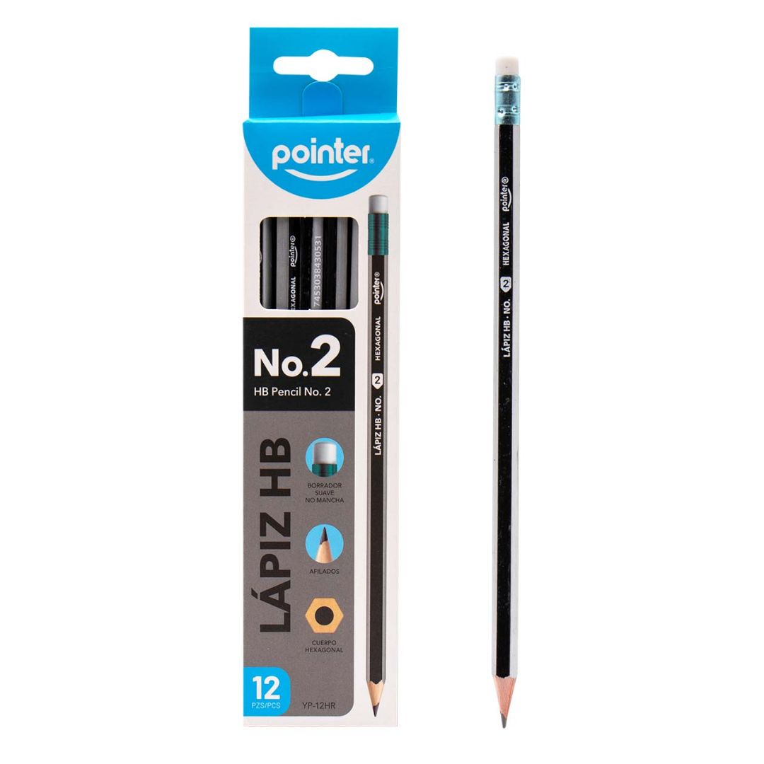 LAPIZ POINTER HEXAGONAL RAYADO NEGRO CX12 2HB (F. 240 DOC)